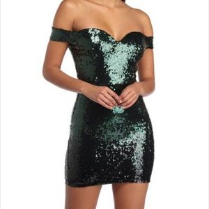 Green Sequin Party Dress
